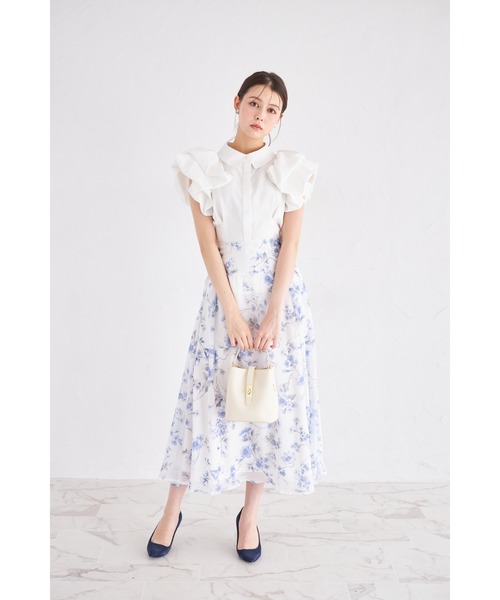 tocco closet(トッコ クローゼット)の「3WAYウエストリボン付きフラワープリントフレアスカート(スカート・レディース・ピンク/ブルー・M)」の12枚目の写真