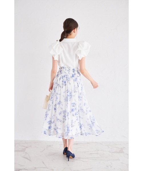 tocco closet(トッコ クローゼット)の「3WAYウエストリボン付きフラワープリントフレアスカート(スカート・レディース・ピンク/ブルー・M)」の15枚目の写真