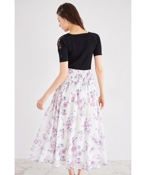 tocco closet(トッコ クローゼット)の「3WAYウエストリボン付きフラワープリントフレアスカート(スカート・レディース・ピンク/ブルー・M)」の21枚目の写真