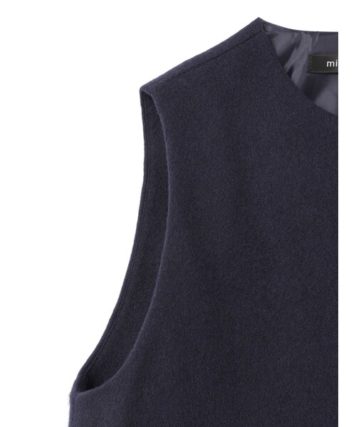 2025 ミズイロインド ポケット付きクルーネックベスト 黒 ブランケット付き