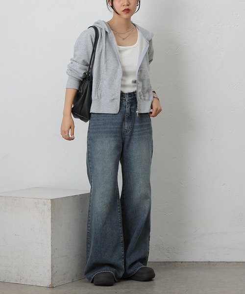 COLONY 2139(コロニートゥーワンスリーナイン)の「ダブルジップスウェットパーカー(パーカー・レディース・アイボリー/ブラック/グレー・FREE)」の6枚目の写真