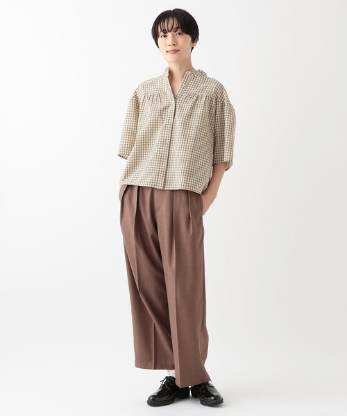 Afternoon Tea（アフタヌーンティー）の「チェックケープフリルブラウス（シャツ/ブラウス・レディース・ベージュ・MEDIUM）」の4枚目の写真