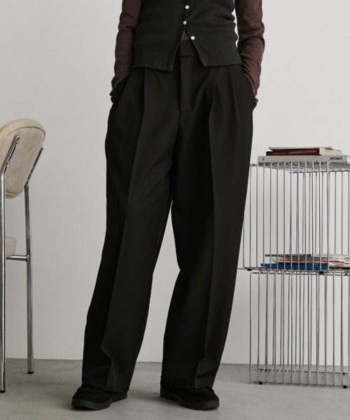 ツータックワイドスラックスパンツ / セットアップ対応 / サイズ展開