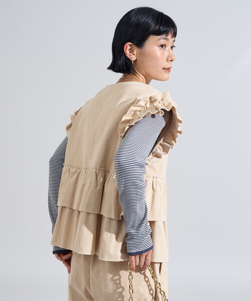 FREAK'S STORE(フリークスストア)の「RED KAP × FREAK'S STORE/レッドキャップ 別注 フリルベスト<セットアップ対応>(ベスト・レディース・ナチュラル/ブラウン/その他16/ネイビー・フリ-)」の9枚目の写真
