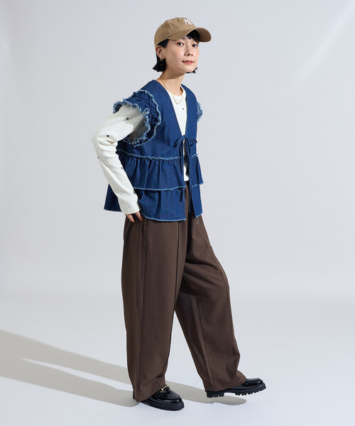 FREAK'S STORE(フリークスストア)の「RED KAP × FREAK'S STORE/レッドキャップ 別注 フリルベスト<セットアップ対応>(ベスト・レディース・ナチュラル/ブラウン/その他16/ネイビー・フリ-)」の7枚目の写真