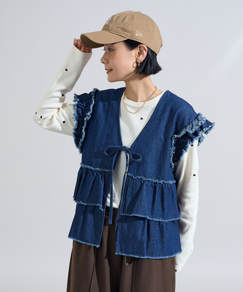 FREAK'S STORE(フリークスストア)の「RED KAP × FREAK'S STORE/レッドキャップ 別注 フリルベスト<セットアップ対応>(ベスト・レディース・ナチュラル/ブラウン/その他16/ネイビー・フリ-)」の15枚目の写真