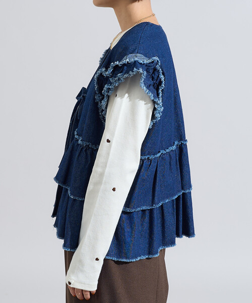 FREAK'S STORE(フリークスストア)の「RED KAP × FREAK'S STORE/レッドキャップ 別注 フリルベスト<セットアップ対応>(ベスト・レディース・ナチュラル/ブラウン/その他16/ネイビー・フリ-)」の17枚目の写真