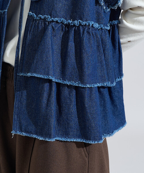 FREAK'S STORE(フリークスストア)の「RED KAP × FREAK'S STORE/レッドキャップ 別注 フリルベスト<セットアップ対応>(ベスト・レディース・ナチュラル/ブラウン/その他16/ネイビー・フリ-)」の22枚目の写真