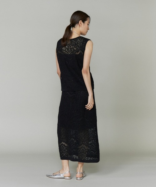 INED(イネド)の「レース柄ニットスカート【セットアップ対応】(スカート・レディース・ブラック・9号)」の5枚目の写真