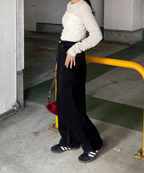 ISOOK（アイスー）の「コクーンデニムパンツ / バレルパンツ ジーンズ ジーパン ハイウエスト ブラック ダークブラック ブルー 青 黒 ZOZOTOWN限定（デニムパンツ・レディース・ブルー/ダークブラック/ブラック・マルチサイズ）」の11枚目の写真