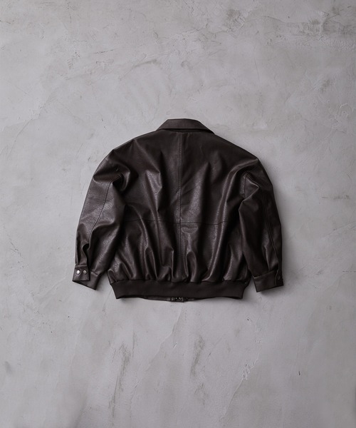 CLEL】Vintage Design Blouson/ヴィンテージデザイン合皮ブルゾン