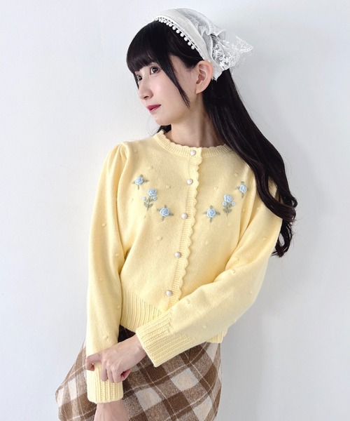 セール】ローズ刺繍ニットカーディガン（カーディガン/ボレロ