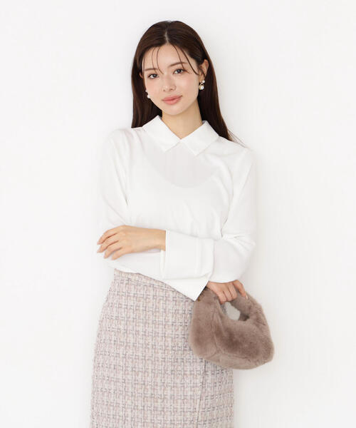 PROPORTION BODY DRESSING(プロポーションボディドレッシング)の「<ウォッシャブル>ちびカラーブラウス / 1215210907(シャツ/ブラウス・レディース・ブラック/ピンク/ホワイト・FREE)」の2枚目の写真