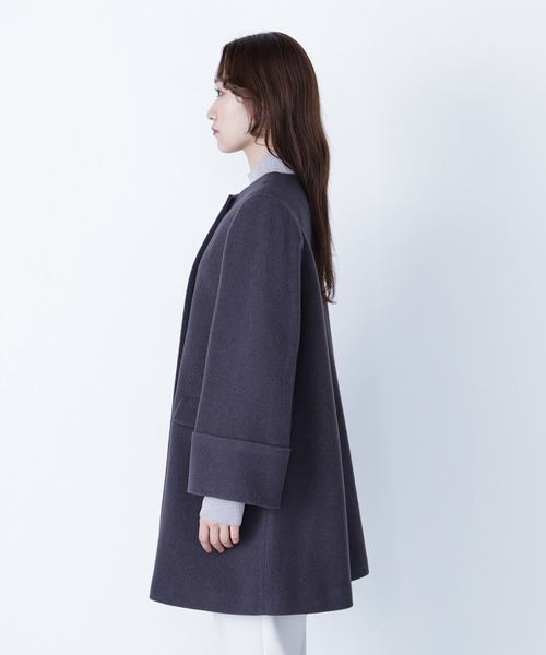 green label relaxing ウール ノーカラー ミドル コート SENTDALE WOOL セントデールウール ノーカラー ミドル コート