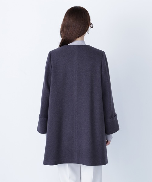 NATURAL BEAUTY BASIC（ナチュラルビューティーベーシック）の「◇ノーカラーミドルコート（ノーカラーコート・レディース・チャコールグレー/ダークブラウン/グレー・SMALL/MEDIUM）」の12枚目の写真