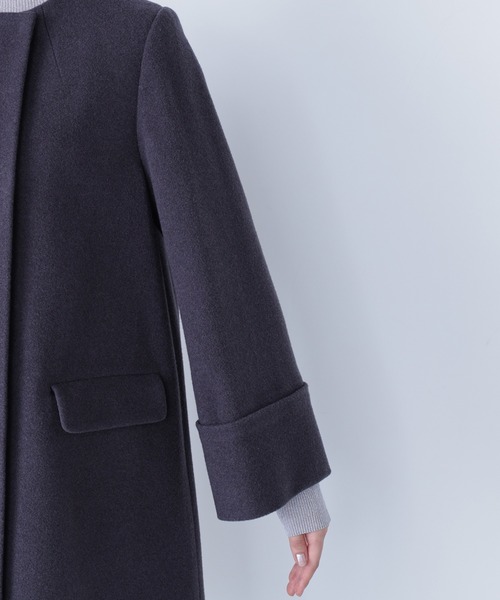 NATURAL BEAUTY BASIC（ナチュラルビューティーベーシック）の「◇ノーカラーミドルコート（ノーカラーコート・レディース・チャコールグレー/ダークブラウン/グレー・SMALL/MEDIUM）」の14枚目の写真