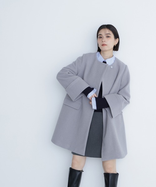 【NATURAL BEAUTY BASIC】ウールノーカラーコート【試着のみ】 NATURAL BEAUTY BASIC｜ノーカラーミドルコート | Rakuten