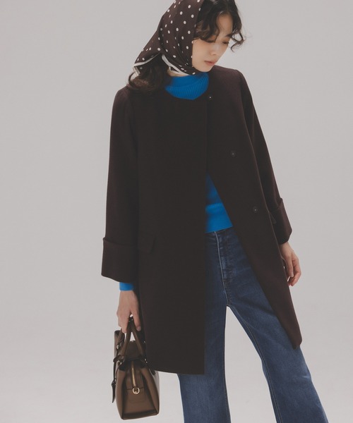 セール】◇ノーカラーミドルコート（ノーカラーコート）｜NATURAL