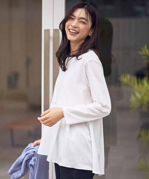 セール】【WEB限定】サテンコンビペプラムカットソー（Tシャツ