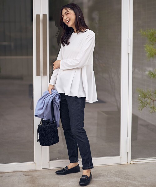 セール】【WEB限定】サテンコンビペプラムカットソー（Tシャツ