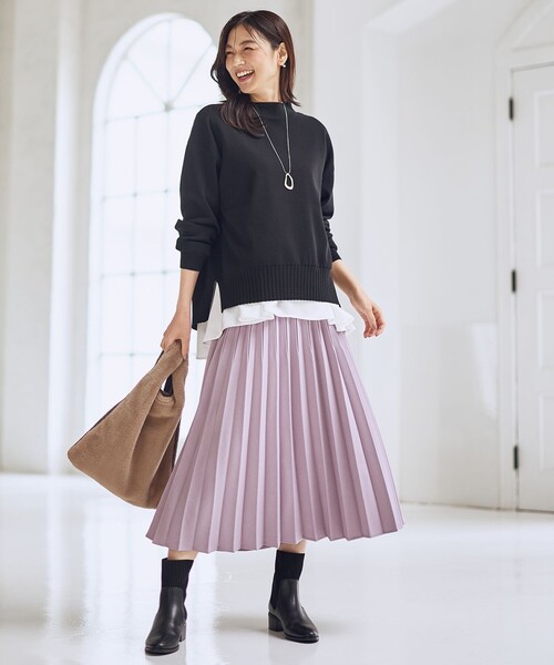 WEB限定】サテンコンビペプラムカットソー（Tシャツ/カットソー）｜ANY