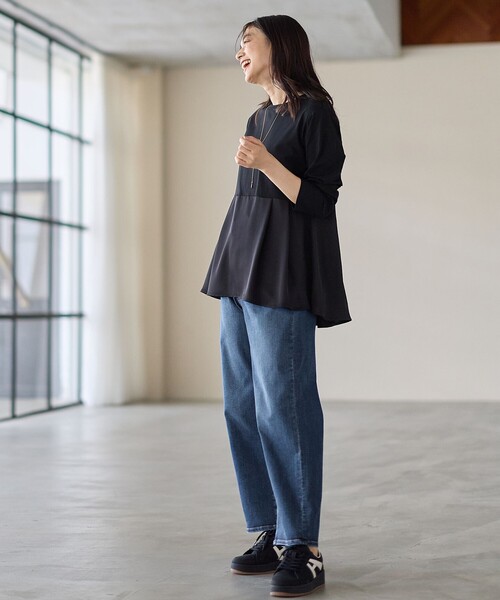 セール】【WEB限定】サテンコンビペプラムカットソー（Tシャツ