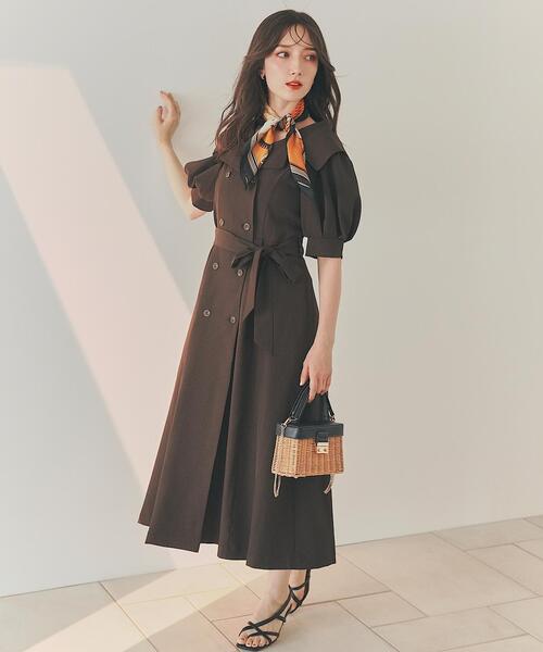 SWINGLE（スウィングル）の「トレンチディテールハーフスリーブワンピース（ワンピース・レディース・ダークブラウン/ベージュ/ボルドー・FREE）」の8枚目の写真