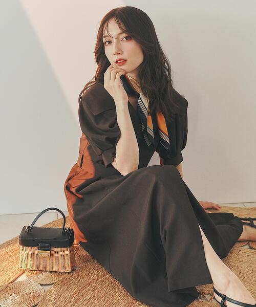 SWINGLE（スウィングル）の「トレンチディテールハーフスリーブワンピース（ワンピース・レディース・ダークブラウン/ベージュ/ボルドー・FREE）」の10枚目の写真