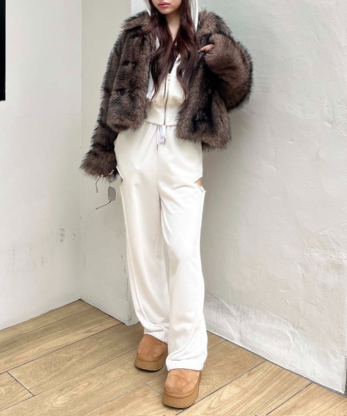 SPIRALGIRL（スパイラルガール）の「ファーダッフルショートコート（ダッフルコート・レディース・ブラウン/グレー・FREE）」の14枚目の写真