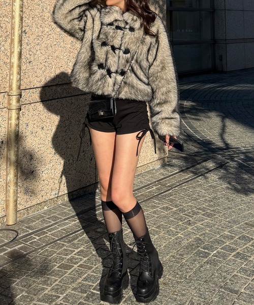 SPIRALGIRL（スパイラルガール）の「ファーダッフルショートコート（ダッフルコート・レディース・ブラウン/グレー・FREE）」の11枚目の写真