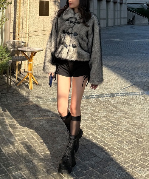 SPIRALGIRL（スパイラルガール）の「ファーダッフルショートコート（ダッフルコート・レディース・ブラウン/グレー・FREE）」の10枚目の写真