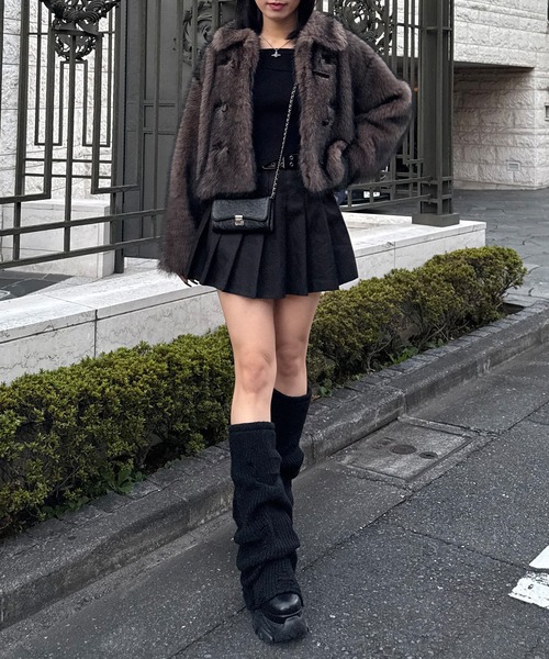 SPIRALGIRL（スパイラルガール）の「ファーダッフルショートコート（ダッフルコート・レディース・ブラウン/グレー・FREE）」の8枚目の写真