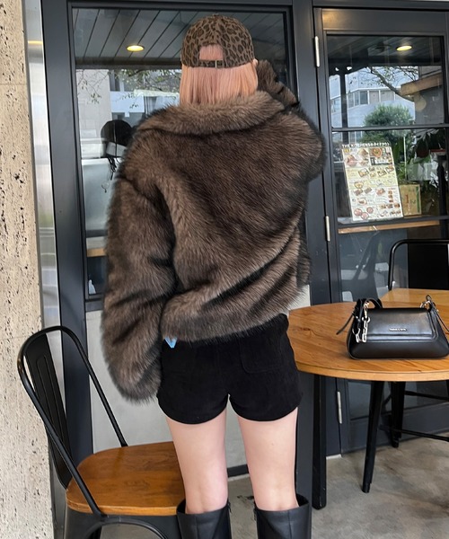 SPIRALGIRL（スパイラルガール）の「ファーダッフルショートコート（ダッフルコート・レディース・ブラウン/グレー・FREE）」の6枚目の写真