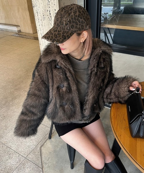 SPIRALGIRL（スパイラルガール）の「ファーダッフルショートコート（ダッフルコート・レディース・ブラウン/グレー・FREE）」の5枚目の写真