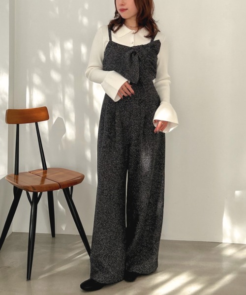 セール】2025秋冬新作 リボンモチーフコンビネゾン（サロペット