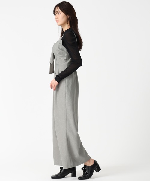 31 Sons de mode（トランテアン　ソン　ドゥ　モード）の「リボンモチーフコンビネゾン（サロペット/オーバーオール・レディース・グレー/アイボリー/ブラック・M/S）」の4枚目の写真