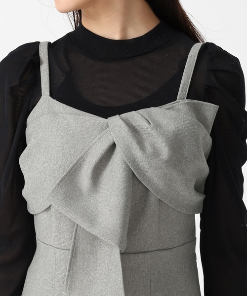 31 Sons de mode（トランテアン　ソン　ドゥ　モード）の「リボンモチーフコンビネゾン（サロペット/オーバーオール・レディース・グレー/アイボリー/ブラック・M/S）」の6枚目の写真