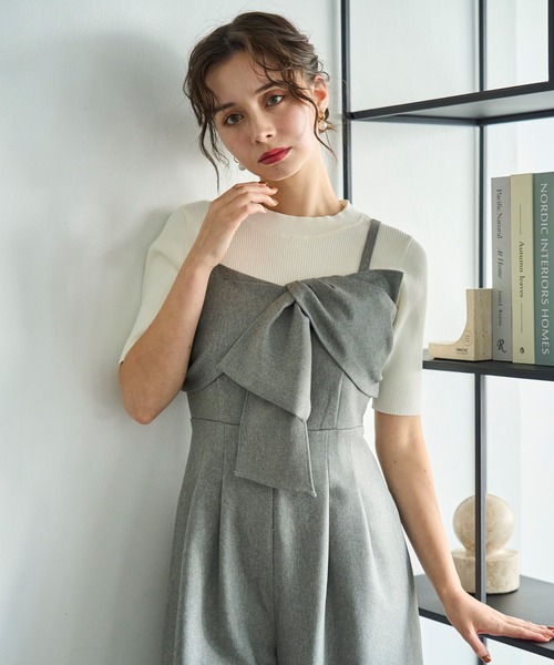 31 Sons de mode（トランテアン　ソン　ドゥ　モード）の「リボンモチーフコンビネゾン（サロペット/オーバーオール・レディース・グレー/アイボリー/ブラック・M/S）」の17枚目の写真