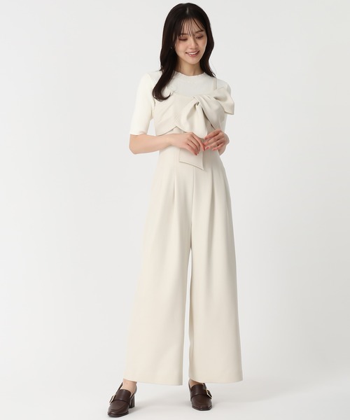 31 Sons de mode（トランテアン　ソン　ドゥ　モード）の「リボンモチーフコンビネゾン（サロペット/オーバーオール・レディース・グレー/アイボリー/ブラック・M/S）」の21枚目の写真