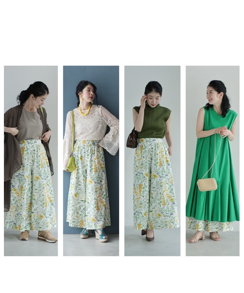 cawaii(カワイイ)の「さらりと快適な穿き心地。花々の美しさ広がるワイドパンツ(その他パンツ・レディース・ホワイト・L~LL/S~M)」の2枚目の写真