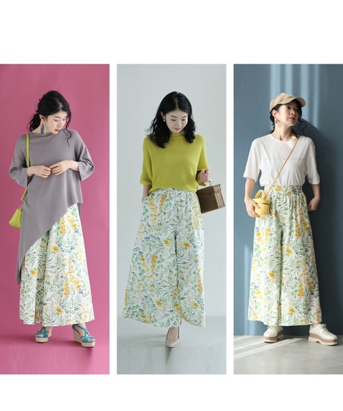 cawaii(カワイイ)の「さらりと快適な穿き心地。花々の美しさ広がるワイドパンツ(その他パンツ・レディース・ホワイト・L~LL/S~M)」の9枚目の写真