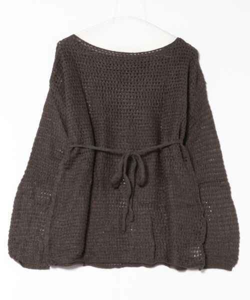 Lace Ladies（レースレディース）の「メッシュ編み ウエストリボン 長袖 ニット プルオーバー（ニット/セーター・レディース・ブラック/アイボリー/ブラウン/グレイッシュベージュ・FREE）」の8枚目の写真