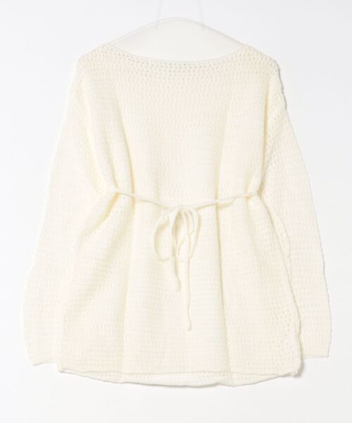 Lace Ladies（レースレディース）の「メッシュ編み ウエストリボン 長袖 ニット プルオーバー（ニット/セーター・レディース・ブラック/アイボリー/ブラウン/グレイッシュベージュ・FREE）」の9枚目の写真