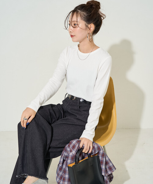 FREAK'S STORE（フリークスストア）の「限定展開　ヘビーウェイト ロングスリーブ Tシャツ（Tシャツ/カットソー・レディース・オフホワイト/ブラック/ブラウン/ワイン/ネイビー・MEDIUM/SMALL/LARGE）」の10枚目の写真