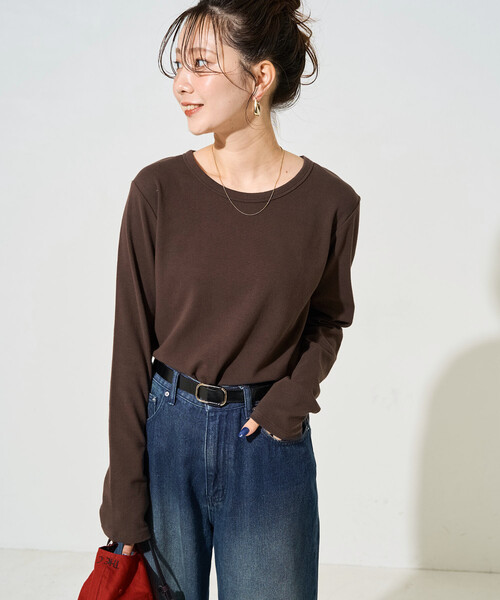 FREAK'S STORE（フリークスストア）の「限定展開　ヘビーウェイト ロングスリーブ Tシャツ（Tシャツ/カットソー・レディース・オフホワイト/ブラック/ブラウン/ワイン/ネイビー・MEDIUM/SMALL/LARGE）」の17枚目の写真