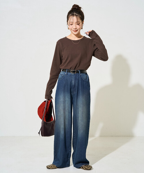 FREAK'S STORE（フリークスストア）の「限定展開　ヘビーウェイト ロングスリーブ Tシャツ（Tシャツ/カットソー・レディース・オフホワイト/ブラック/ブラウン/ワイン/ネイビー・MEDIUM/SMALL/LARGE）」の18枚目の写真