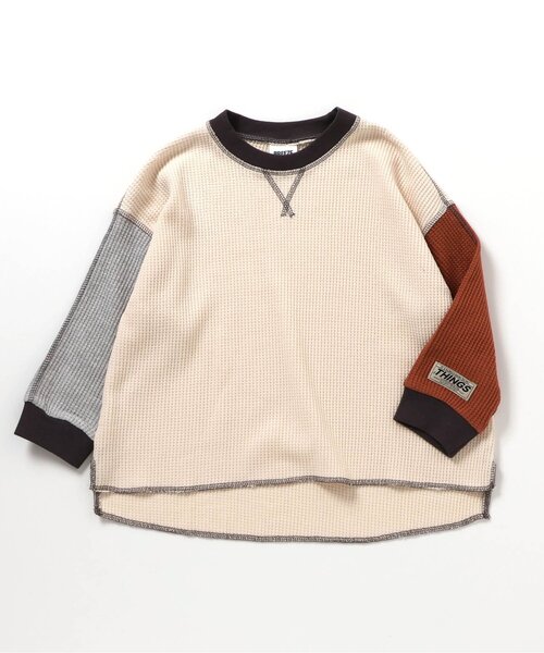 BREEZE(ブリーズ)の「【ジュニア対応】配色ステッチビッグシルエットワッフルTシャツ(Tシャツ/カットソー・キッズ・レインボー/グリーン/ブラウン/その他2/グレー・110/140/150/80/90/120/100/130)」の4枚目の写真