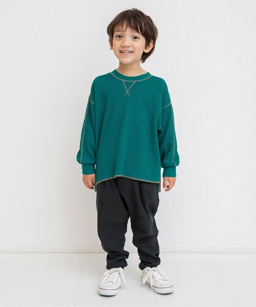 BREEZE(ブリーズ)の「【ジュニア対応】配色ステッチビッグシルエットワッフルTシャツ(Tシャツ/カットソー・キッズ・レインボー/グリーン/ブラウン/その他2/グレー・110/140/150/80/90/120/100/130)」の7枚目の写真