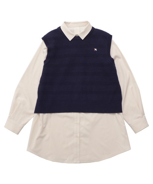 Arnold Palmer(アーノルドパーマー)の「ニットベスト + シャツチュニック レイヤードセット(アンサンブル・レディース・グレー/アイボリー/ネイビー・L/M/S)」の12枚目の写真