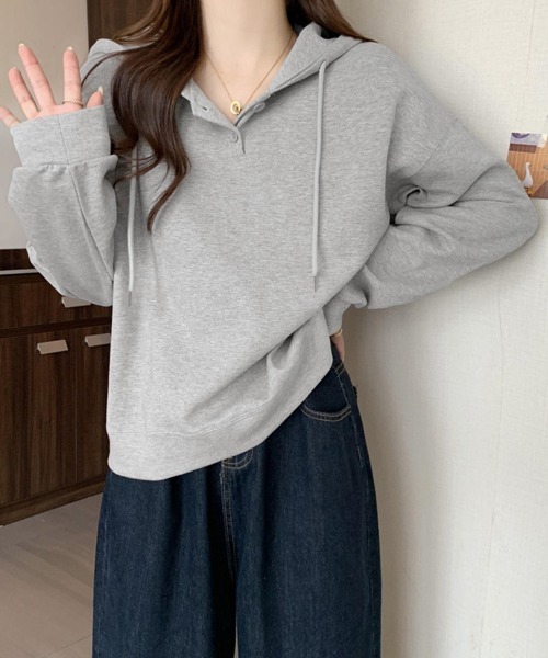 Miniministore(ミニミニストア)の「フード付きパーカー フーディートレーナー(パーカー・レディース・グレー/ネイビー/ブラウン/ピンク・FREE)」の16枚目の写真